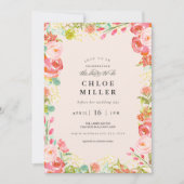 ZFT FLORAL brudal douche uitnodiging roze (Voorkant)