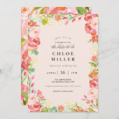 ZFT FLORAL brudal douche uitnodiging roze (Voorkant / Achterkant)