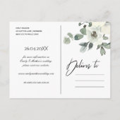 ZFT KRAFT IVORY WHITE FLORAL BUNCH BEWAREN DE DATU AANKONDIGINGSKAART (Achterkant)