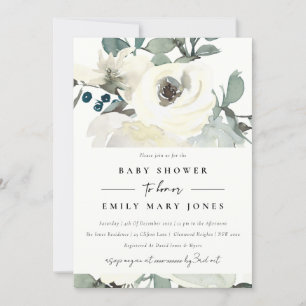 ZFT NEUTRAL IVORY WHITE FLORAL BUNCH BABY SHOWER KAART