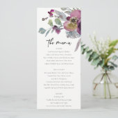 ZFT PEACH PAARSE LILA WATERVERF FLORAL WEDING MENU (Staand voorkant)