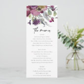ZFT PEACH PAARSE LILA WATERVERF FLORAL WEDING MENU (Staand voorkant)