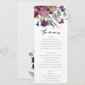 ZFT PEACH PAARSE LILA WATERVERF FLORAL WEDING MENU (Voorkant / Achterkant)