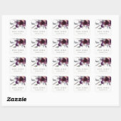 ZFT PEACH PAARSE LILA WATERVERF FLORAL WEDING VIERKANTE STICKER (Vel)