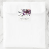 ZFT PEACH PAARSE LILA WATERVERF FLORAL WEDING VIERKANTE STICKER (Tas)