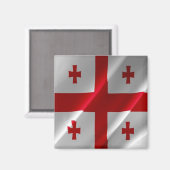 zGE002 Georgian waving FLAG Georgia, Fridge Magneet (Voorkant / Achterkant)