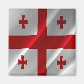 zGE002 Georgian waving FLAG Georgia, Fridge Magneet (Voorkant)