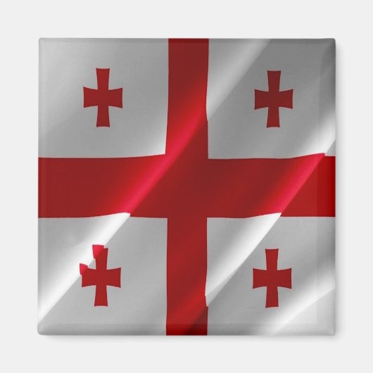 zGE002 Georgian waving FLAG Georgia, Fridge Magneet (Voorkant)