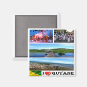 zGF005 FRENCH GUYANA I Love, Mosaic, Fridge Magneet (Voorkant / Achterkant)