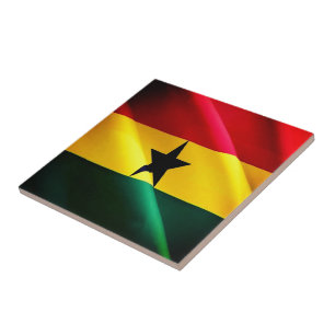 zGH002 GHANA, zwaaiende vlag, Afrika, Tegeltje