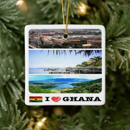 zGH007 GHANA I Love, Mozaïek, Afrika, Keramisch Ornament (Boom)