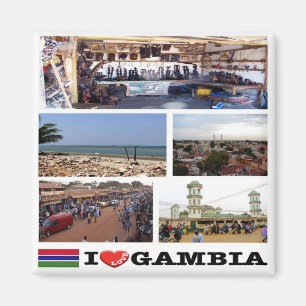 zGM010 GAMBIA I Love, Mosaic, Africa, Fridge Magneet