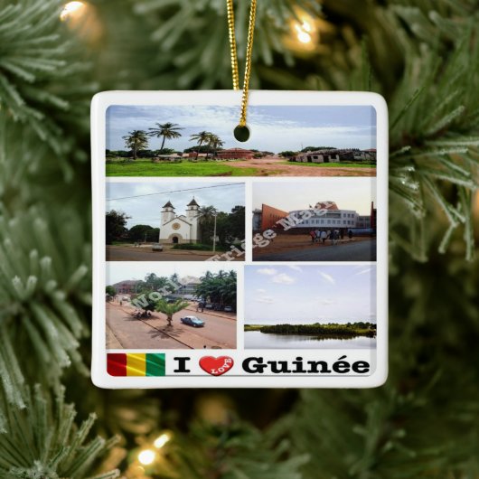 zGN010 GUINEA I Love, Mozaïek, Afrika, Keramisch Ornament (Boom)