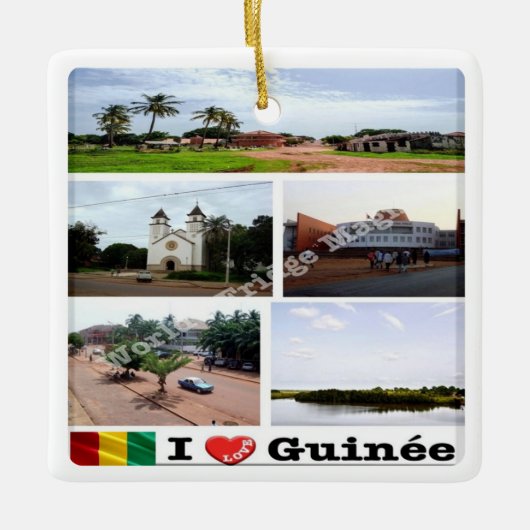 zGN010 GUINEA I Love, Mozaïek, Afrika, Keramisch Ornament (Voorkant)