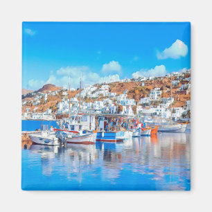 zGR014 MYKONOS - vissersboten - Griekenland - Frid Magneet