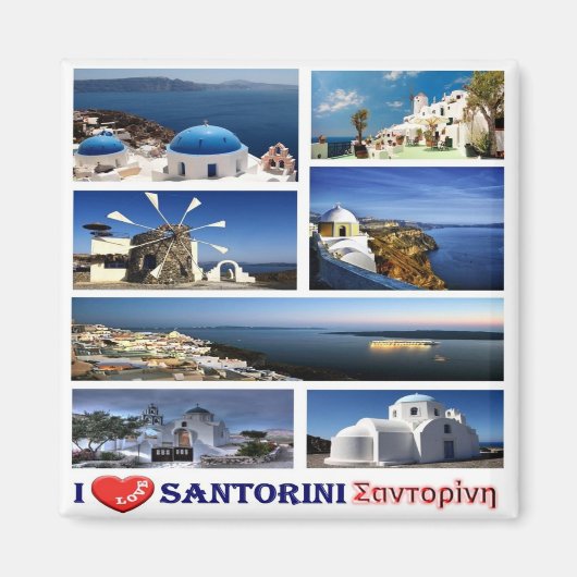 zGR069 SANTORINI I Love, Griekenland, Koelkast Magneet (Voorkant)