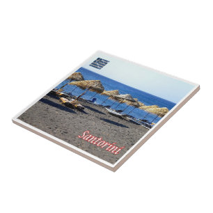 zGR082 SANTORINI Lava Beach, Griekenland, Tegeltje