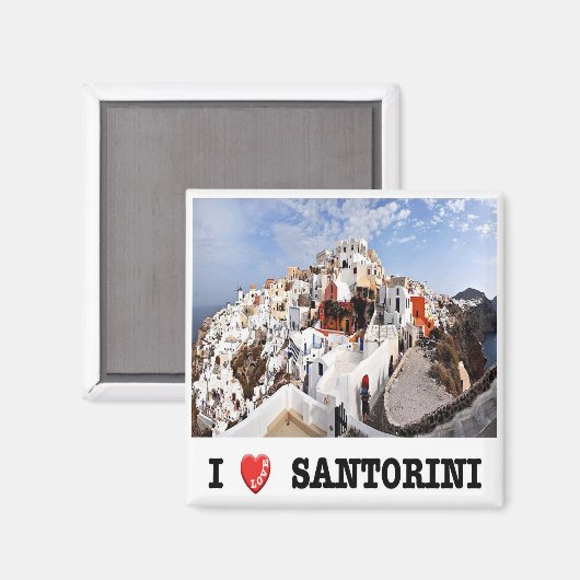 zGR085 SANTORINI I Love Oia, Griekenland, Koelkast Magneet (Voorkant / Achterkant)