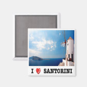 zGR086 SANTORINI, I Love, Griekenland, Koelkast Magneet (Voorkant / Achterkant)