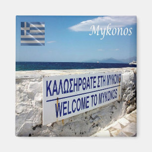zGR097 MYKONOS, Welkom, Griekenland, Koelkast Magneet