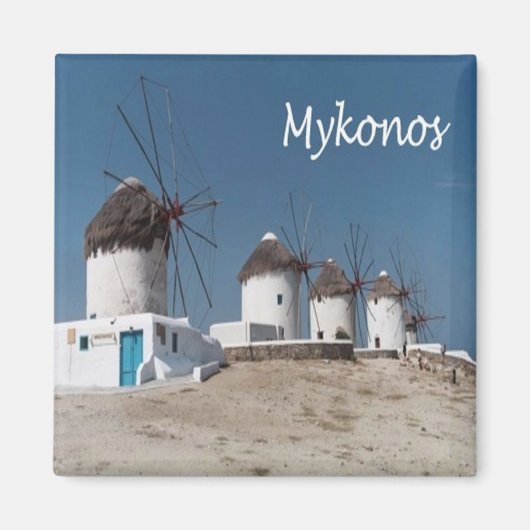 zGR109 MYKONOS, Windmolens, Griekenland, Koelkast Magneet (Voorkant)