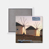 zGR110 MYKONOS, Windmolens, Griekenland, Koelkast Magneet (Voorkant / Achterkant)