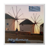 zGR110 MYKONOS, Windmolens, Griekenland, Tegeltje (Voorkant)