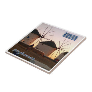 zGR110 MYKONOS, Windmolens, Griekenland, Tegeltje