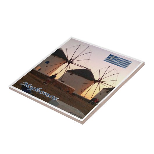 zGR110 MYKONOS, Windmolens, Griekenland, Tegeltje (Zijkant)