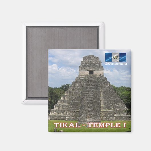 zGT010 TIKAL N.P. Temple I, Guatemala, Fridge Magneet (Voorkant / Achterkant)