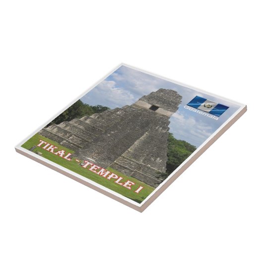 zGT010 TIKAL N.P. Temple I, Guatemala, Tegeltje (Zijkant)