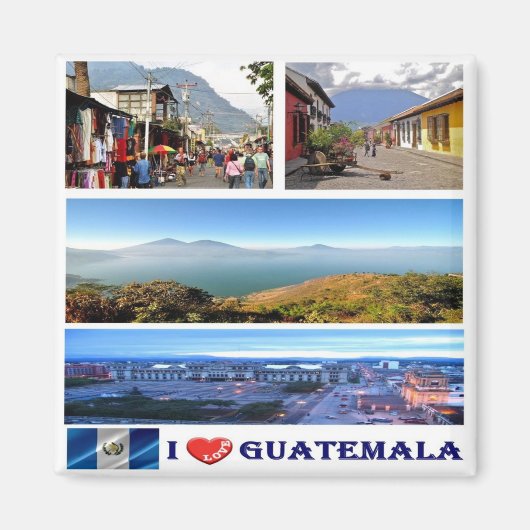 zGT017 GUATEMALA I Love, Mosaic, America, Fridge Magneet (Voorkant)
