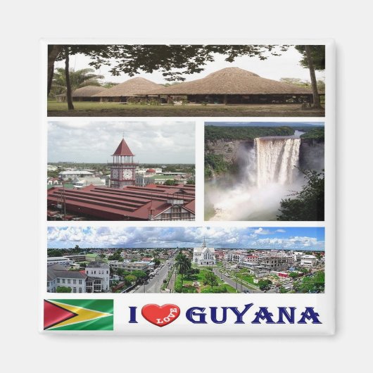 zGY004 GUYANA I Love, Mosaic, America, Fridge Magneet (Voorkant)