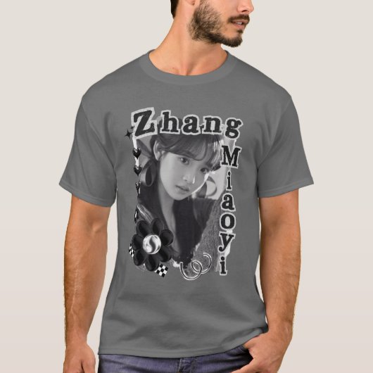 Zhang Miao Yi Chinese Drama Actress Black and Whit T-shirt (Voorkant)