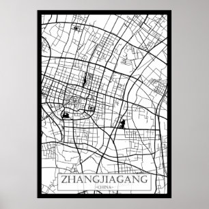 Zhangjiagang China Stadkaart Poster