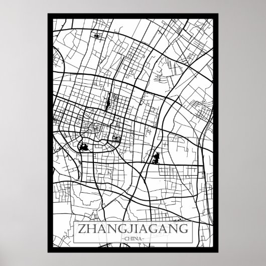 Zhangjiagang China Stadkaart Poster (Voorkant)