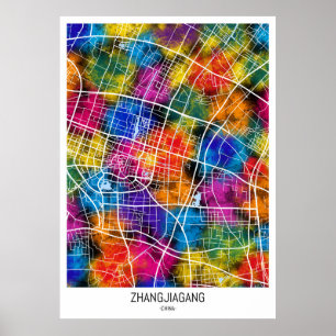 Zhangjiagang China Stadsplattegrond Poster