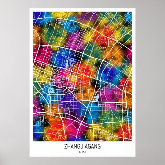 Zhangjiagang China Stadsplattegrond Poster (Voorkant)
