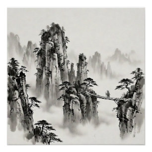 Zhangjiajie China Oost-Indische inkt Landschapsmuu Perfect Poster