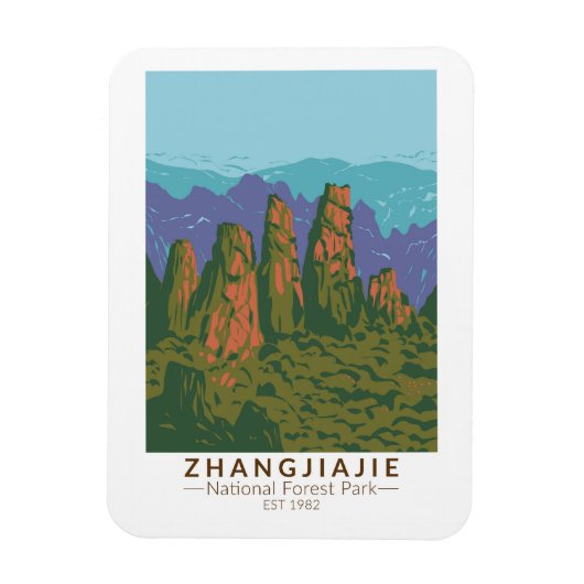 Zhangjiajie National Forest China Travel Art Retro Magneet (Verticaal)