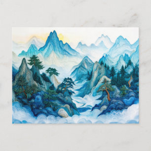 Zhangjiajie Nevelige Bergen in Quilling Stijl Briefkaart
