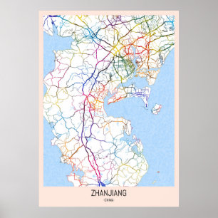 Zhanjiang China Stadkaart Poster