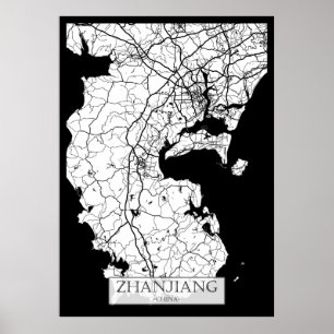 Zhanjiang China Stadkaart Poster