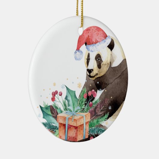 Zhen Zhen de Panda Kerstmis Keramisch Ornament (Rechts)