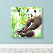 Zhen Zhen de Panda op Bamboe Canvas Afdruk (Insitu (Houten vloer))