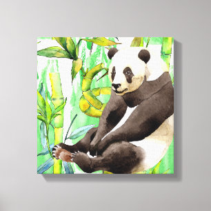 Zhen Zhen de Panda op Bamboe Canvas Afdruk