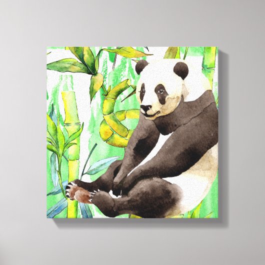 Zhen Zhen de Panda op Bamboe Canvas Afdruk (Voorkant)