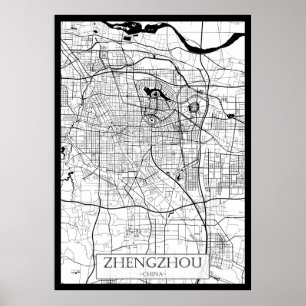 Zhengzhou China Kaart Poster