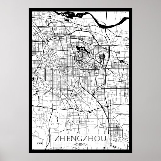 Zhengzhou China Kaart Poster (Voorkant)