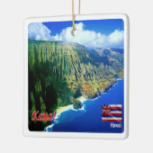 ZHI006 KAUAI, HAWAII, Uitzicht vanuit de lucht, Oc Keramisch Ornament (Links)